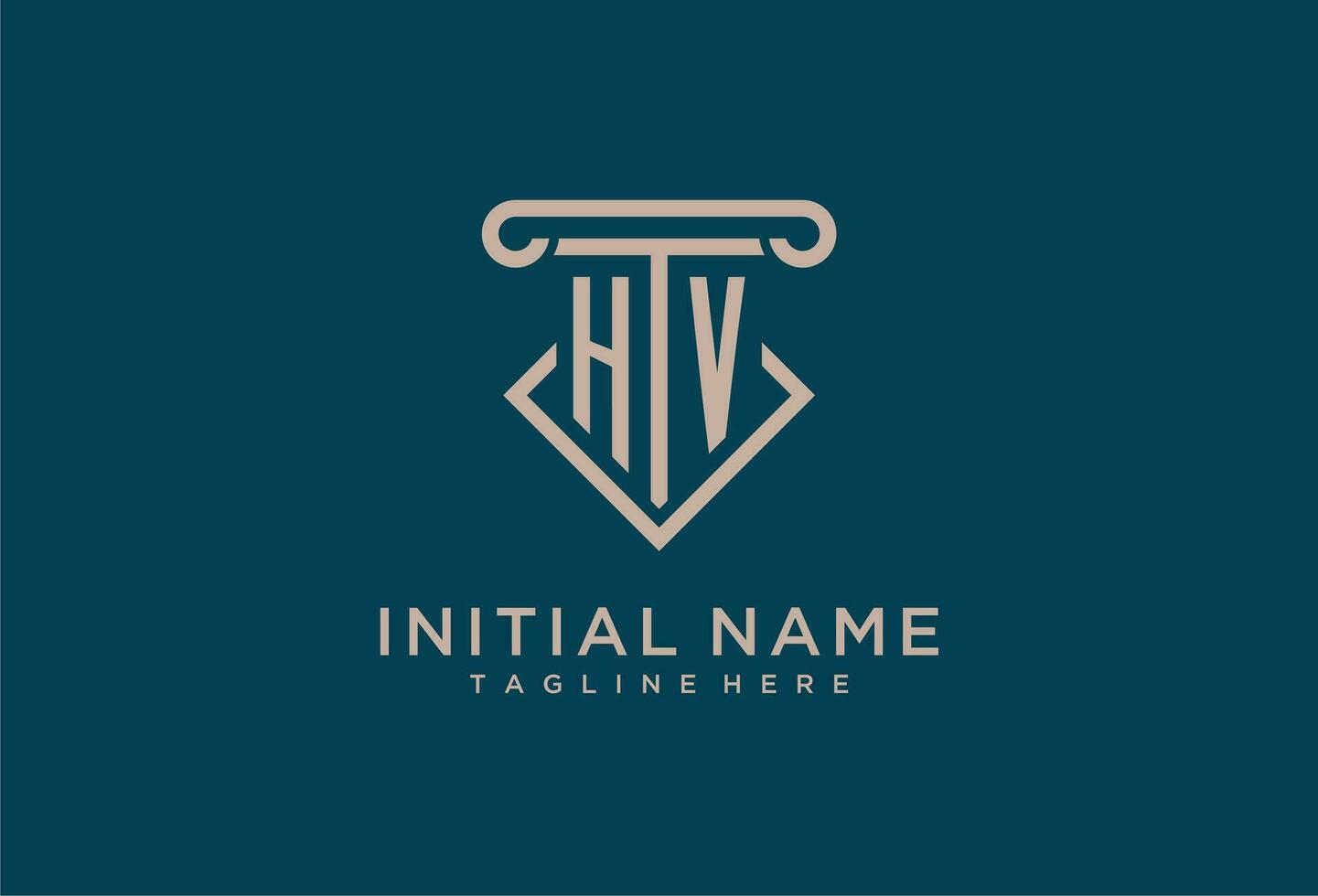 HV initial with pillar icon design, clean and modern attorney, legal firm logo vector