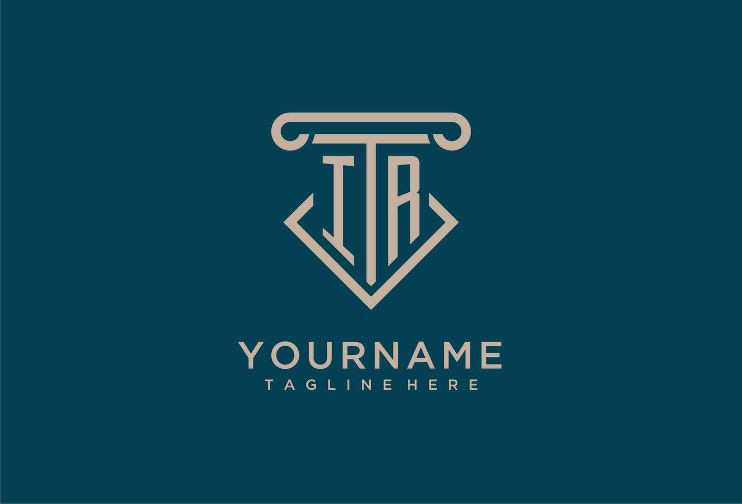 IR initial with pillar icon design, clean and modern attorney, legal firm logo vector