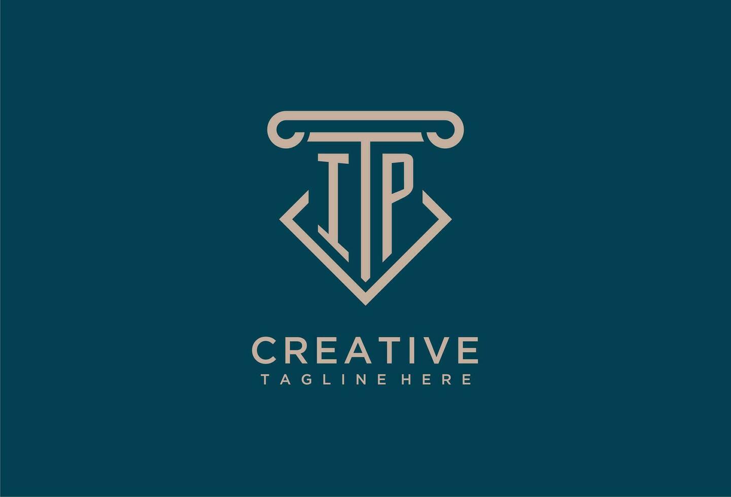 IP initial with pillar icon design, clean and modern attorney, legal firm logo vector