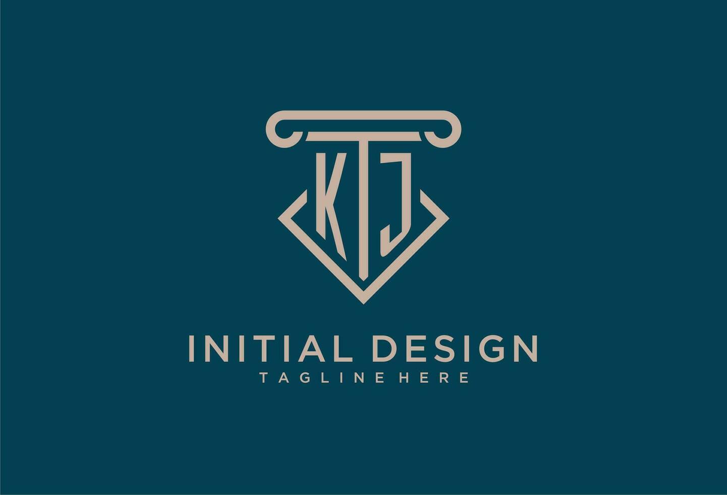 KJ initial with pillar icon design, clean and modern attorney, legal firm logo vector