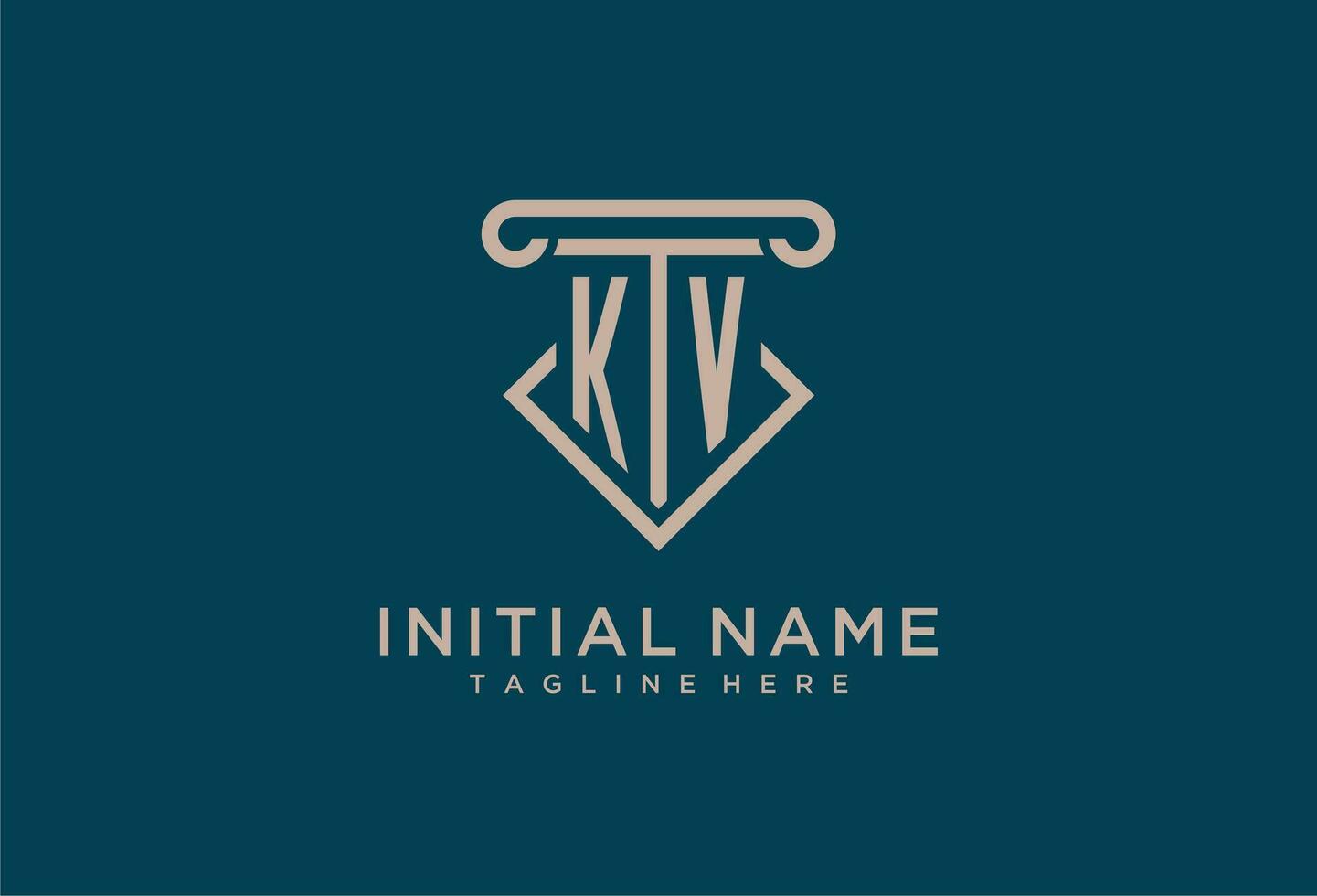 KV initial with pillar icon design, clean and modern attorney, legal firm logo vector