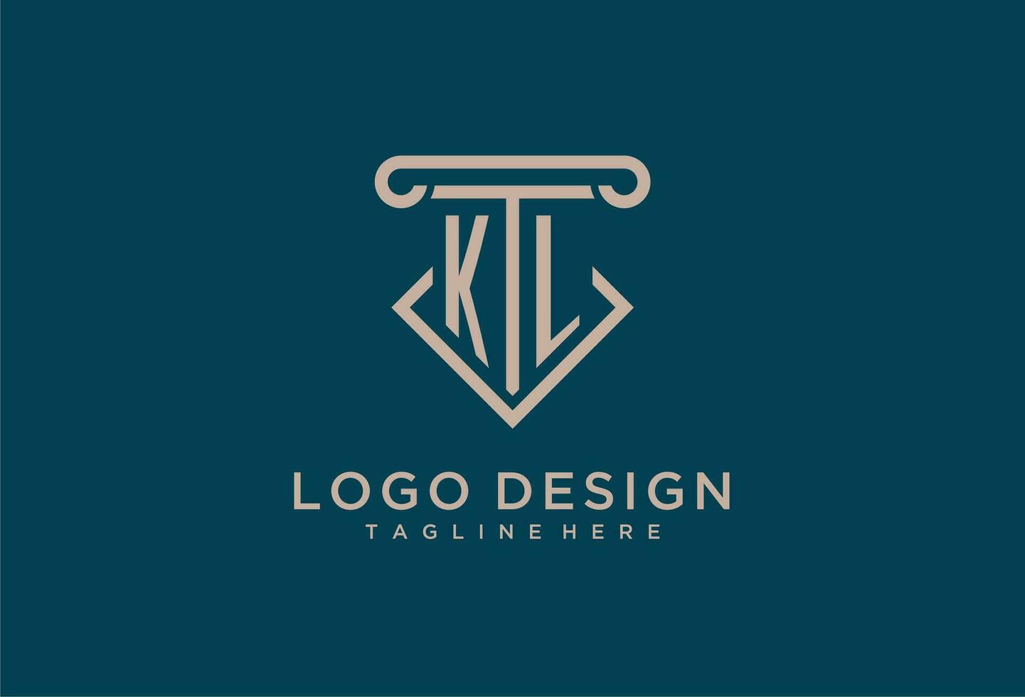 KL initial with pillar icon design, clean and modern attorney, legal firm logo vector
