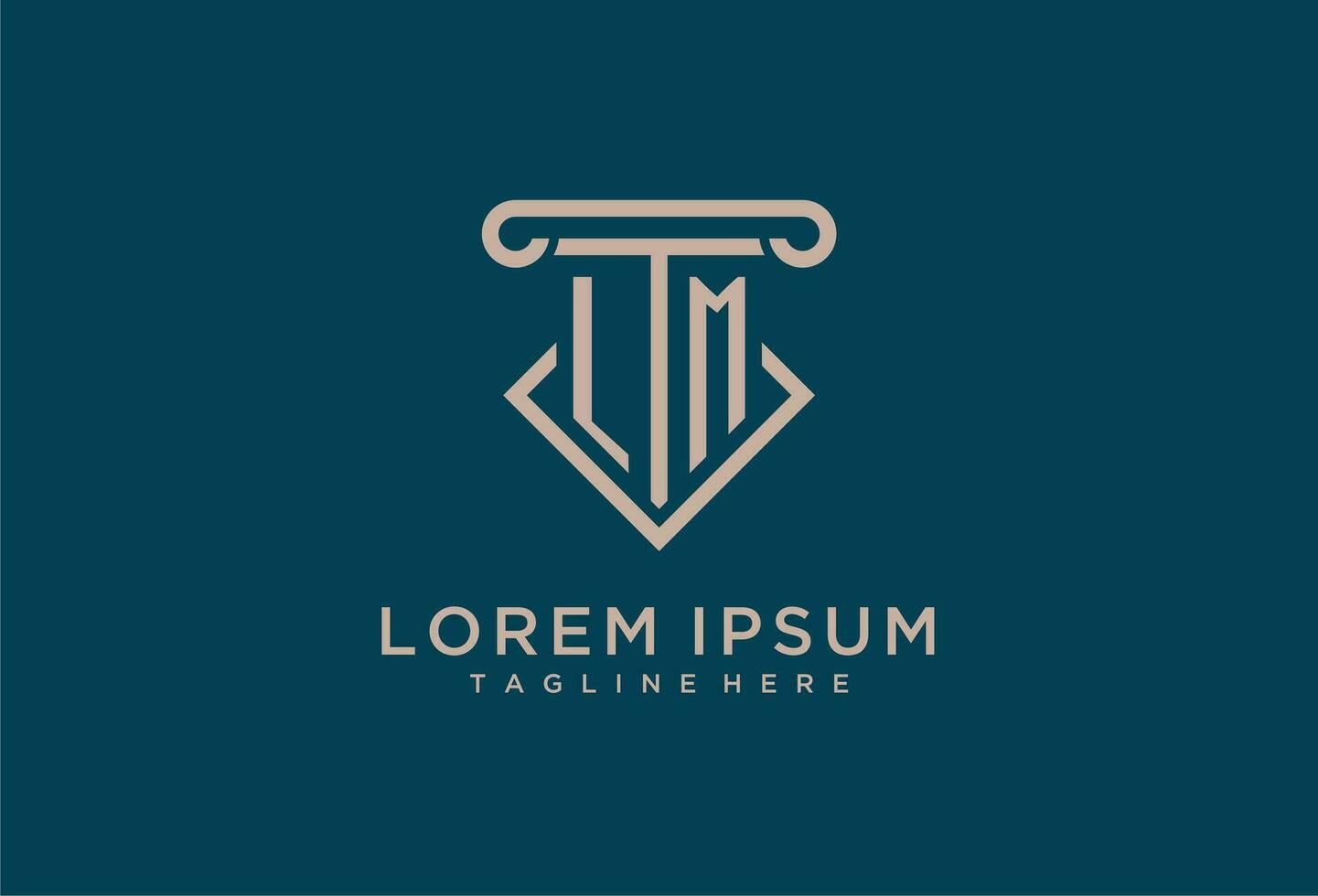 LM initial with pillar icon design, clean and modern attorney, legal firm logo vector
