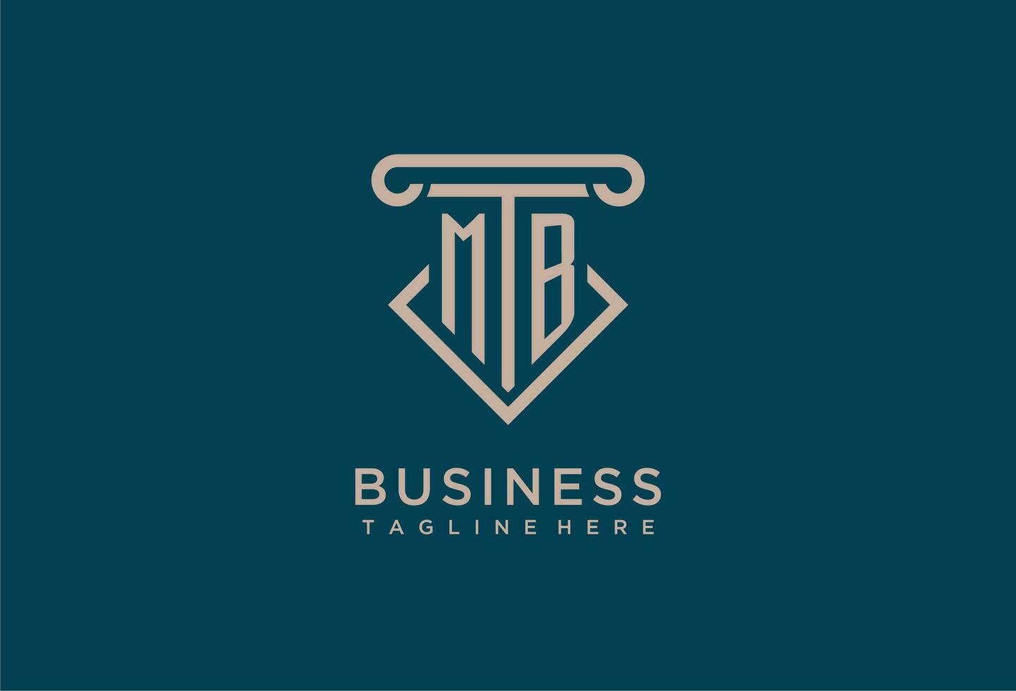 MB initial with pillar icon design, clean and modern attorney, legal firm logo vector