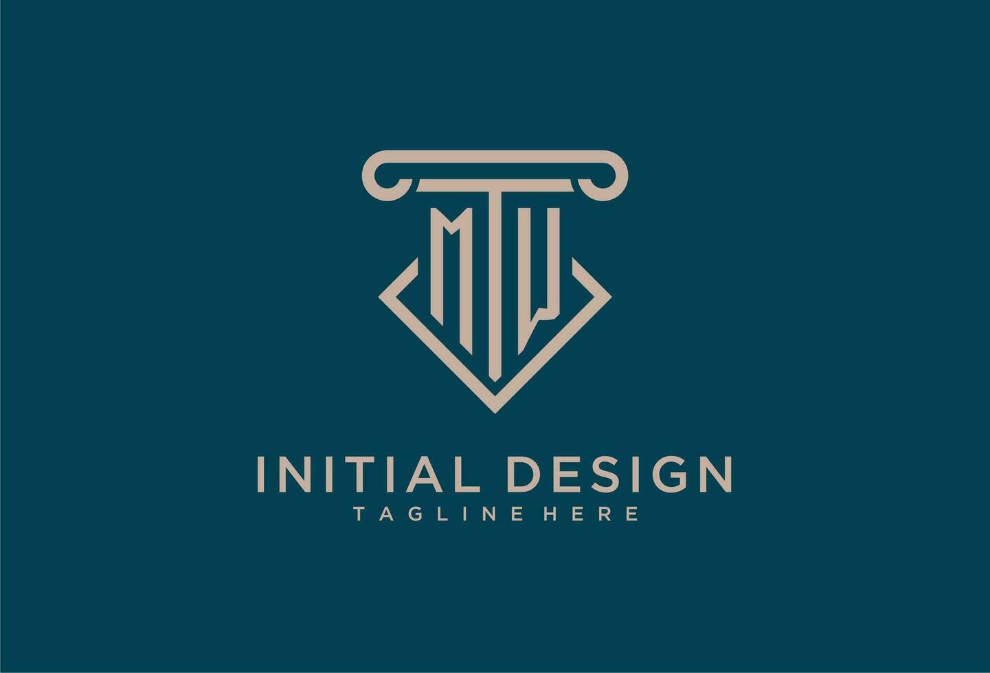 MW initial with pillar icon design, clean and modern attorney, legal firm logo vector