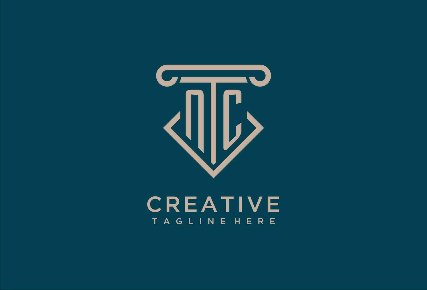 NC initial with pillar icon design, clean and modern attorney, legal firm logo vector