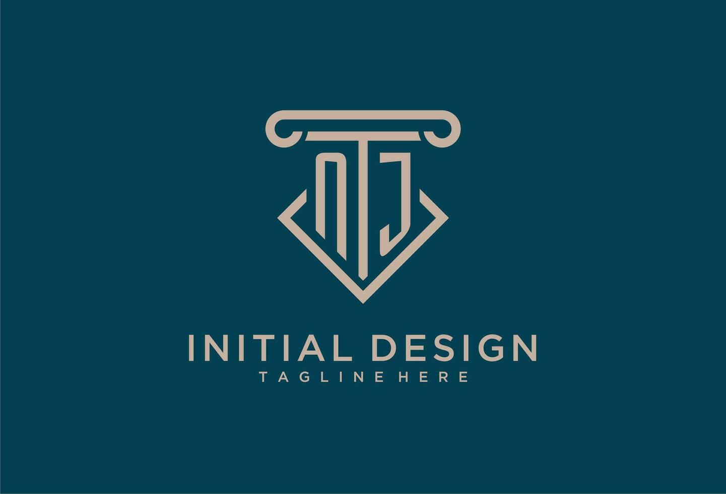 NJ initial with pillar icon design, clean and modern attorney, legal firm logo vector