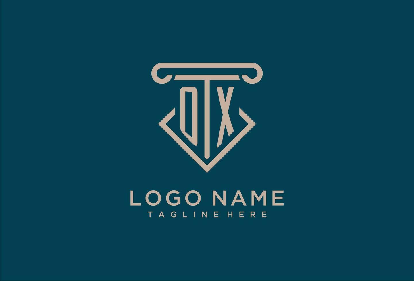 buey inicial con pilar icono diseño, limpiar y moderno abogado, legal firma logo vector
