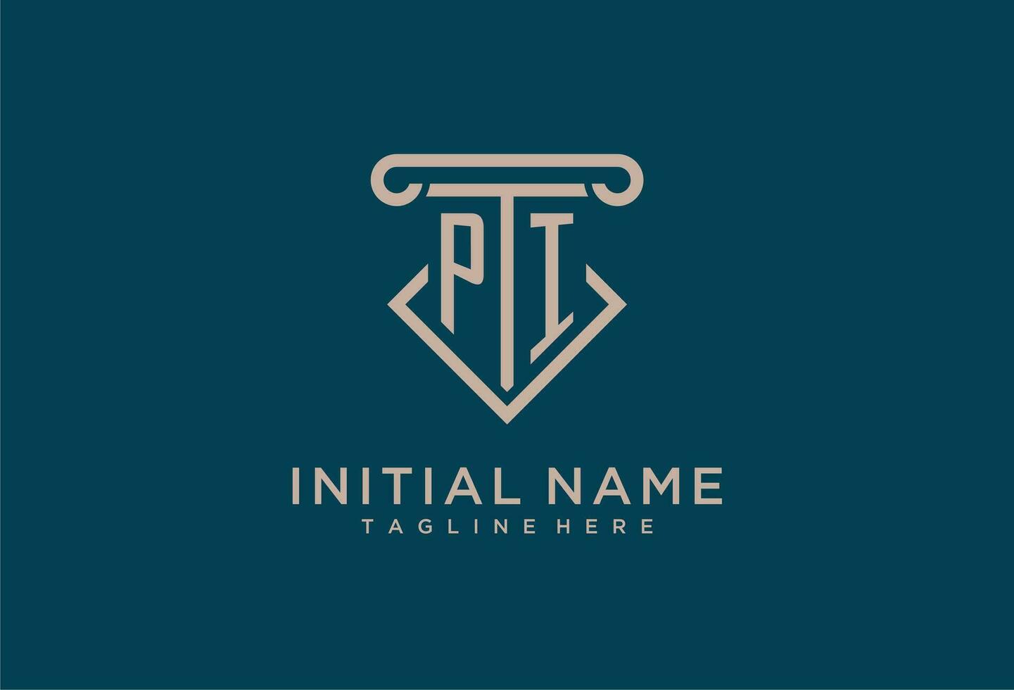 PI initial with pillar icon design, clean and modern attorney, legal firm logo vector