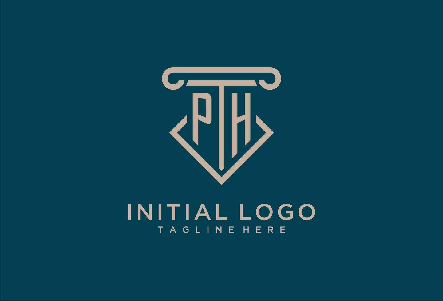 PH initial with pillar icon design, clean and modern attorney, legal firm logo vector