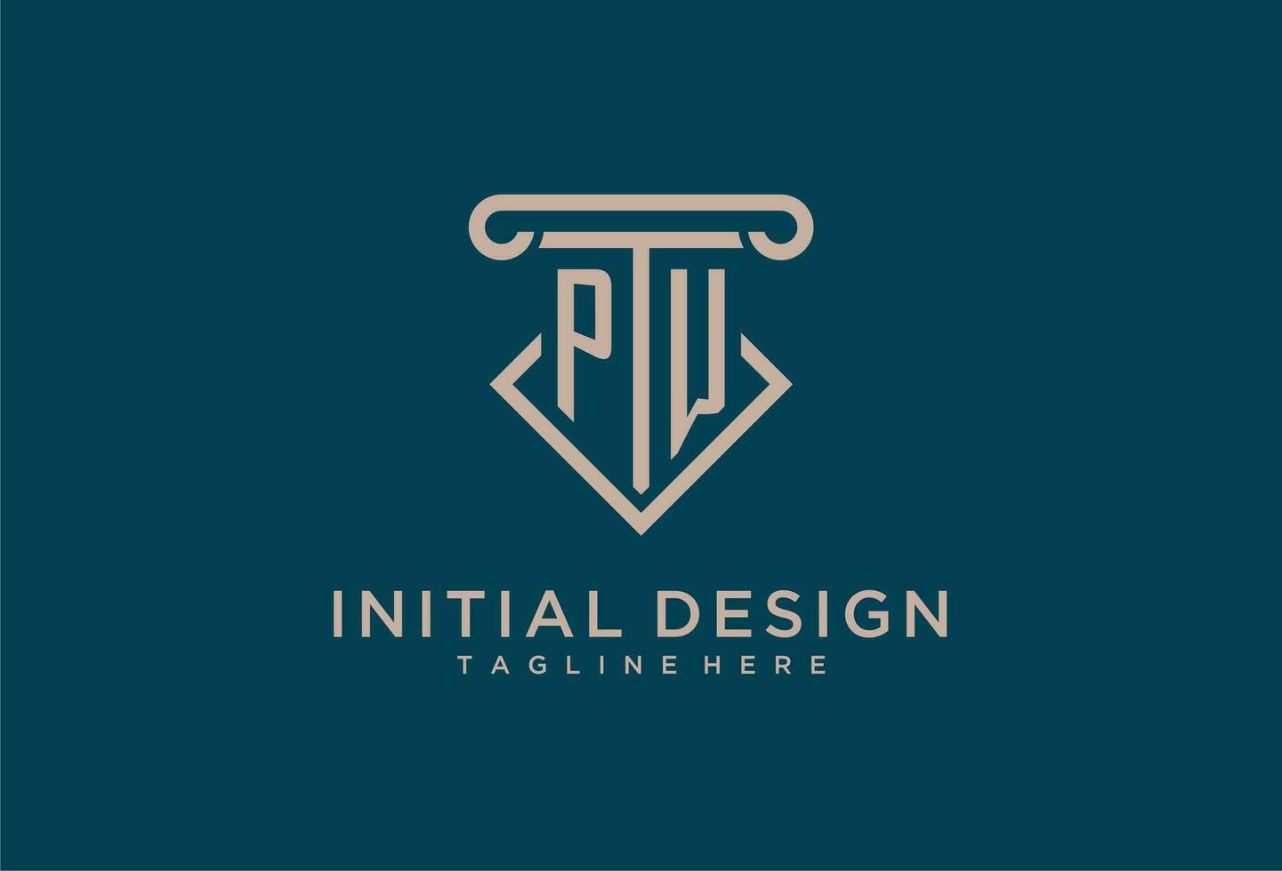 PW initial with pillar icon design, clean and modern attorney, legal firm logo vector