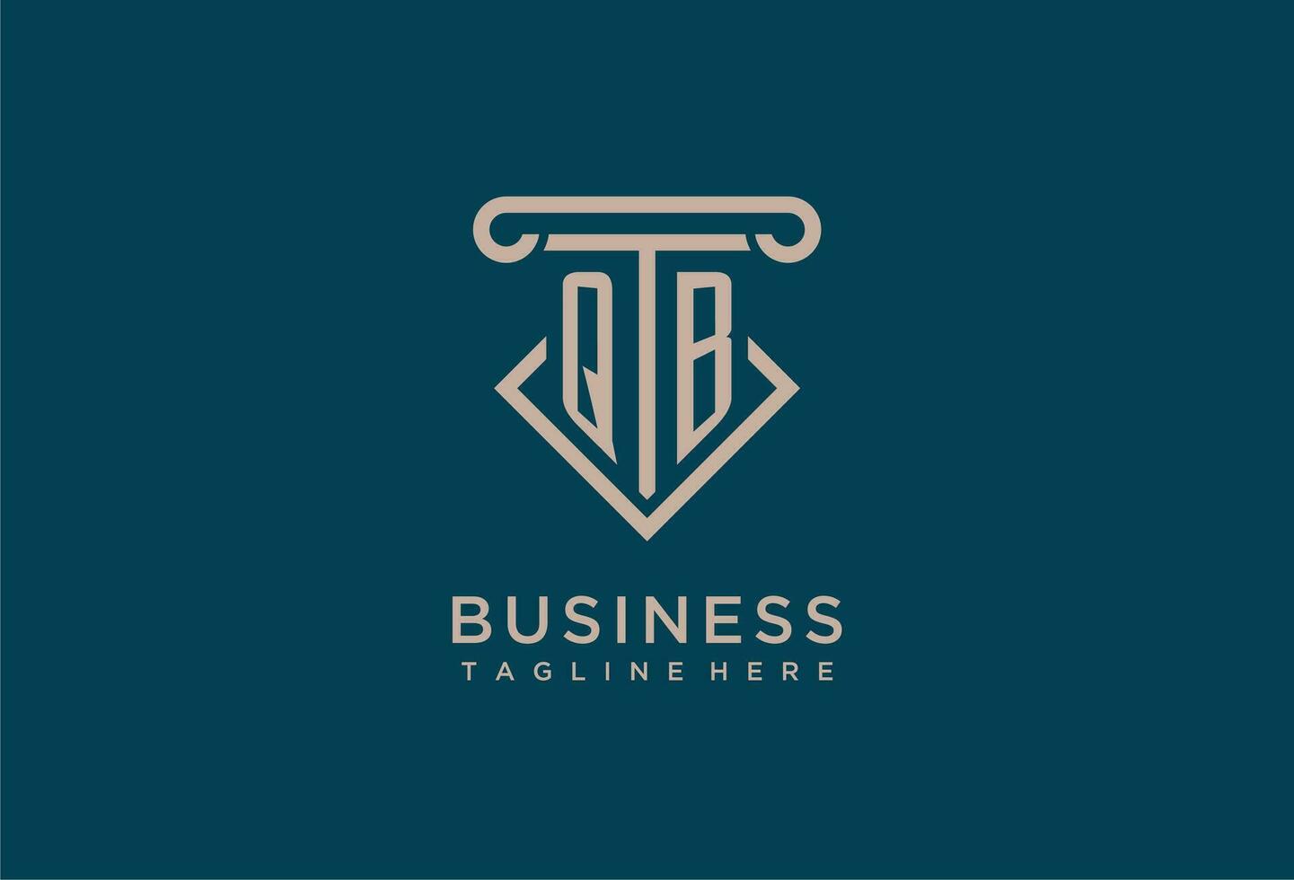 QB initial with pillar icon design, clean and modern attorney, legal firm logo vector