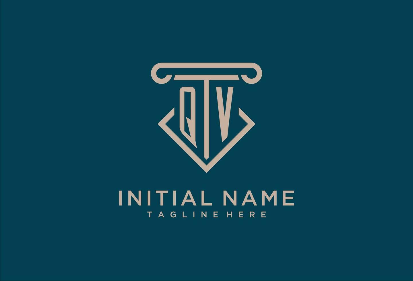 QV initial with pillar icon design, clean and modern attorney, legal firm logo vector