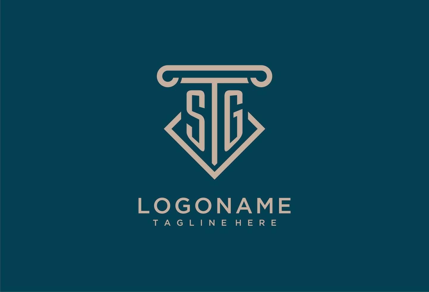 SG initial with pillar icon design, clean and modern attorney, legal firm logo vector