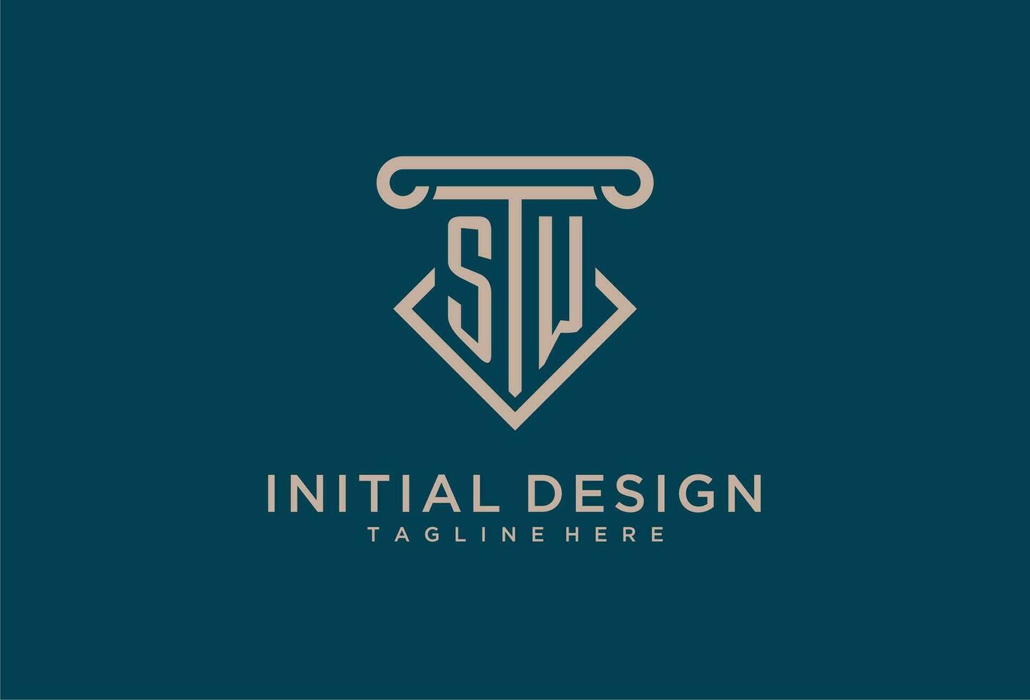 SW initial with pillar icon design, clean and modern attorney, legal firm logo vector