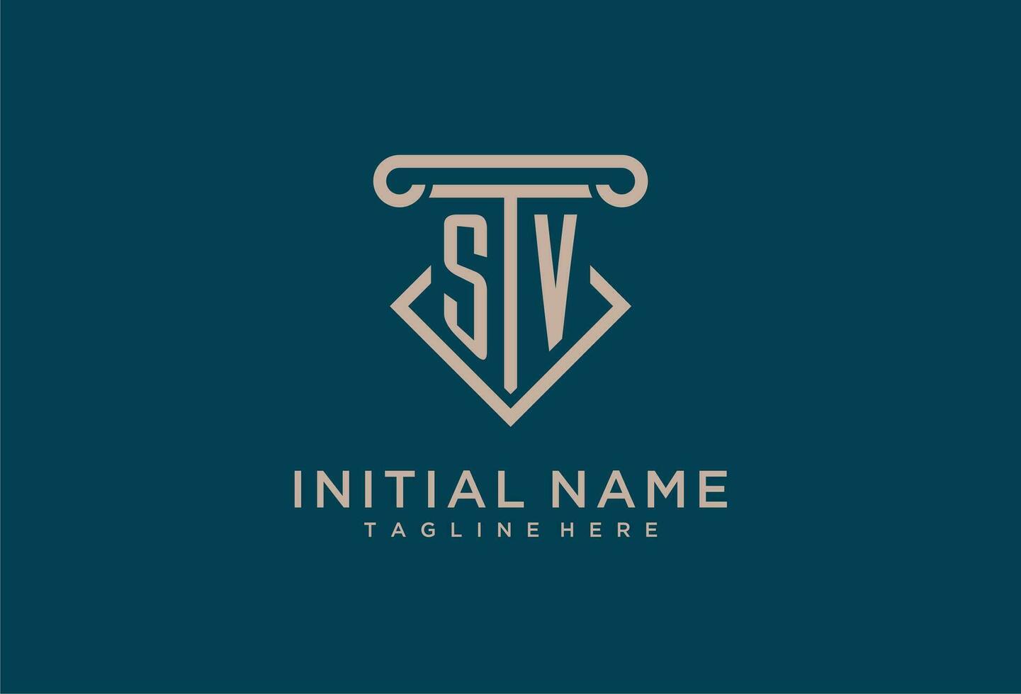 SV initial with pillar icon design, clean and modern attorney, legal firm logo vector