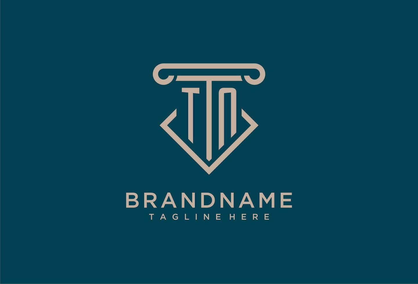 TN initial with pillar icon design, clean and modern attorney, legal firm logo vector