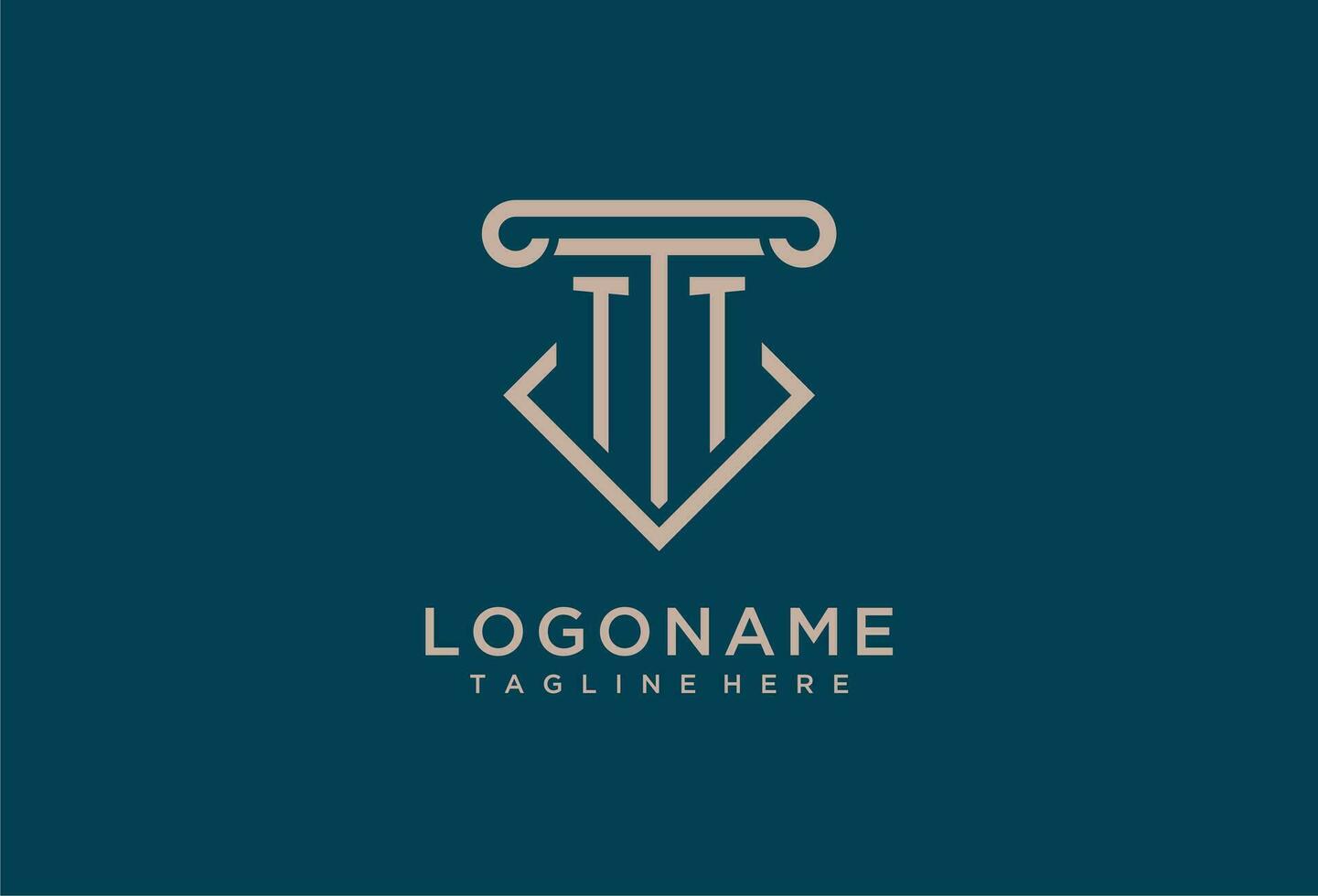 TT initial with pillar icon design, clean and modern attorney, legal firm logo vector