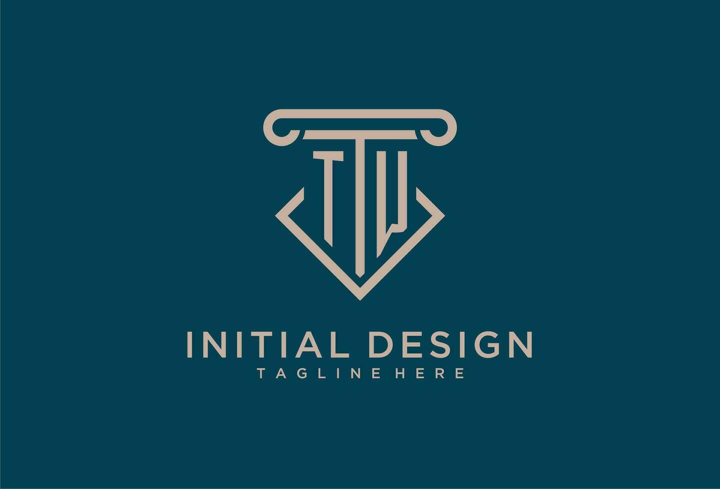 TW initial with pillar icon design, clean and modern attorney, legal firm logo vector