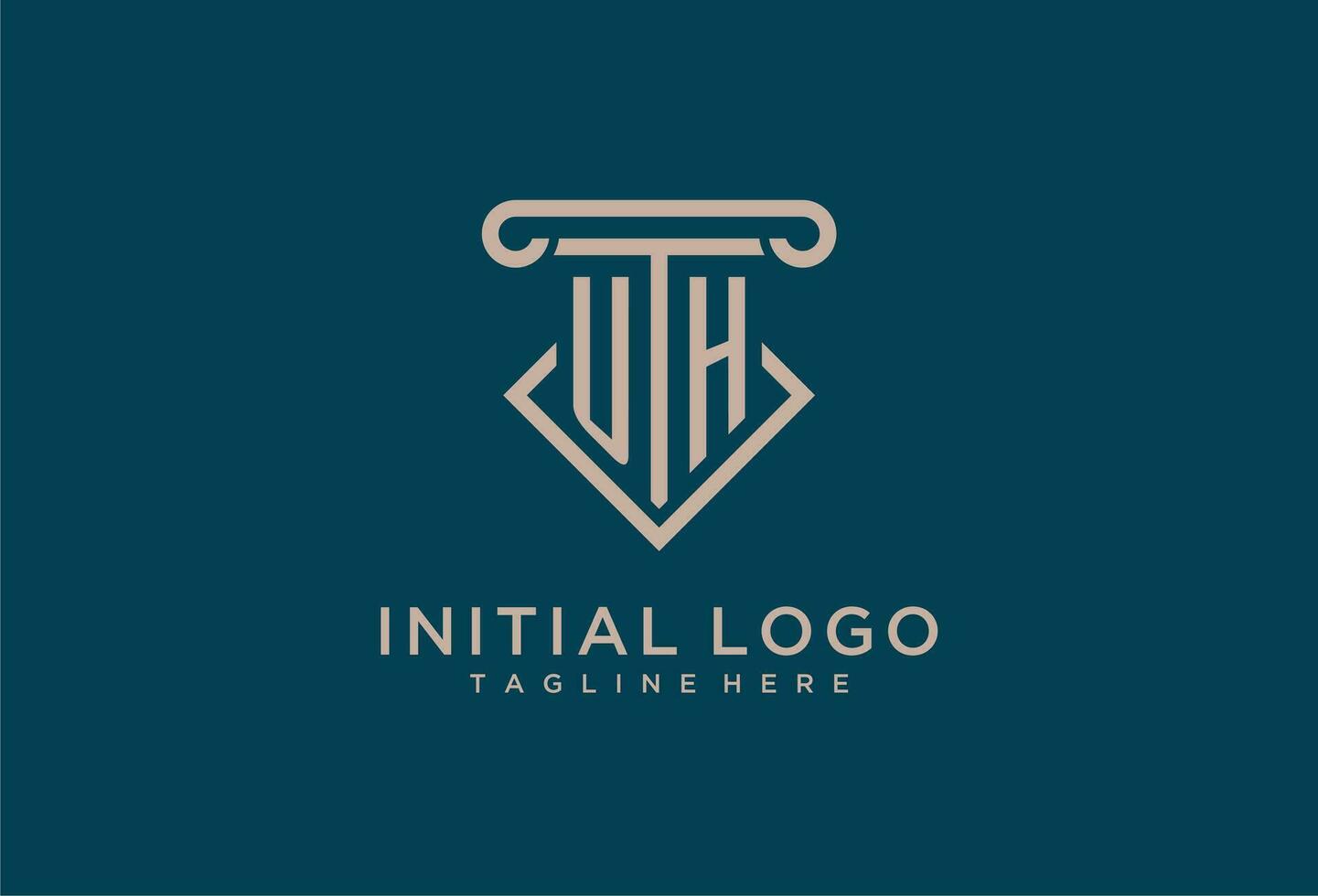 UH initial with pillar icon design, clean and modern attorney, legal firm logo vector