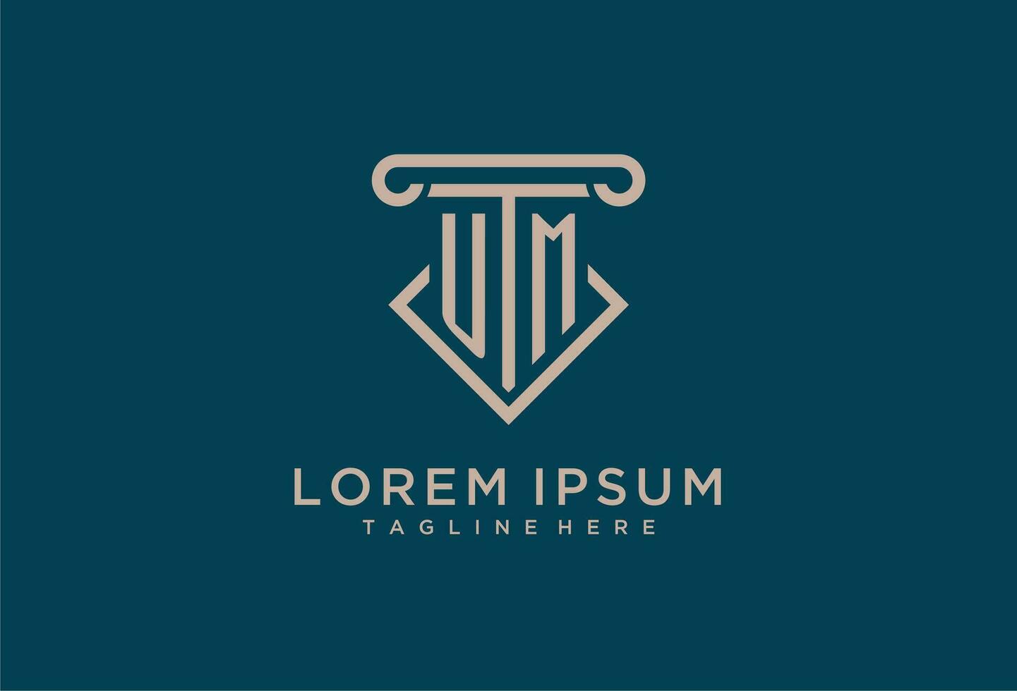 UM initial with pillar icon design, clean and modern attorney, legal firm logo vector