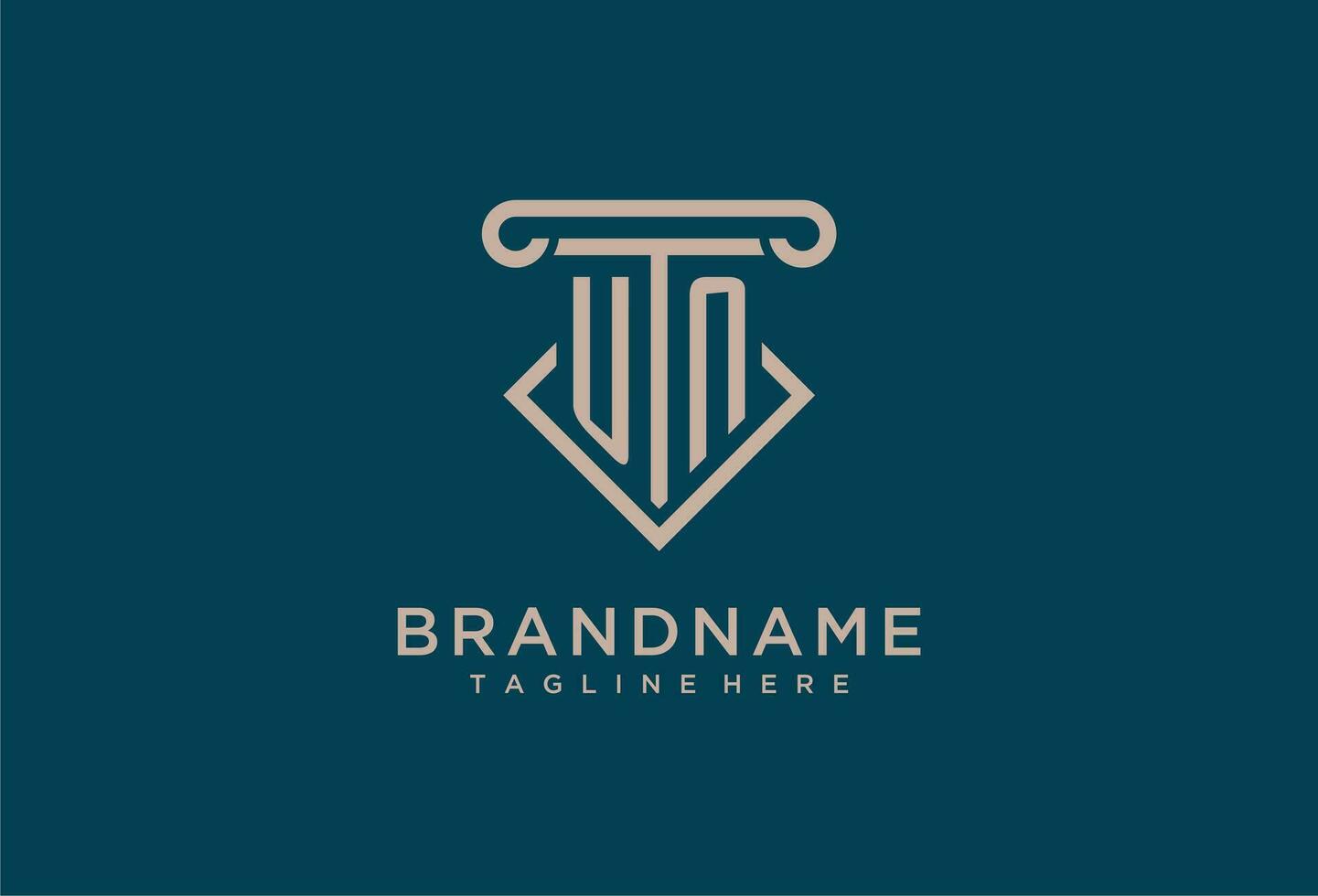 UN initial with pillar icon design, clean and modern attorney, legal firm logo vector