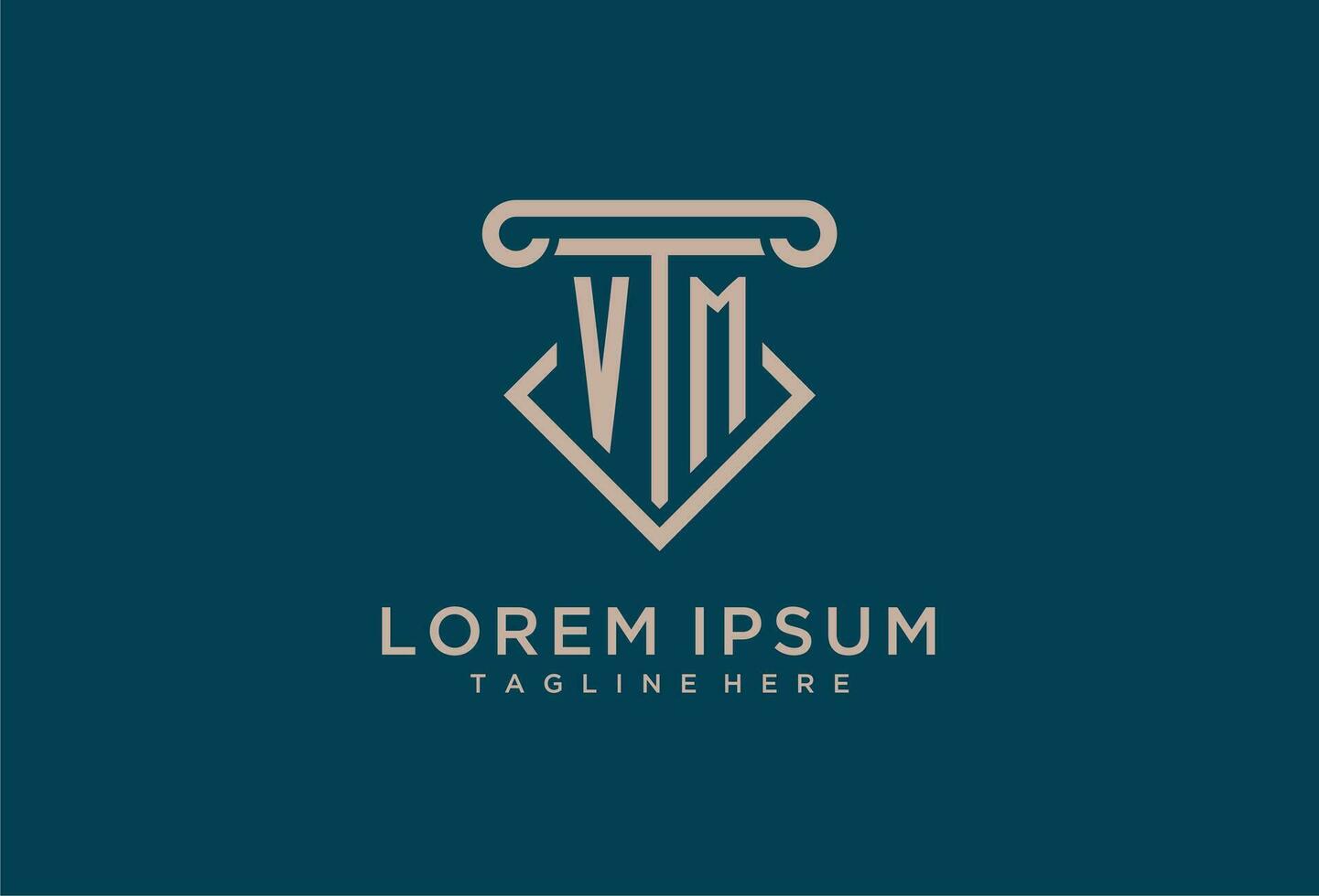 VM initial with pillar icon design, clean and modern attorney, legal firm logo vector