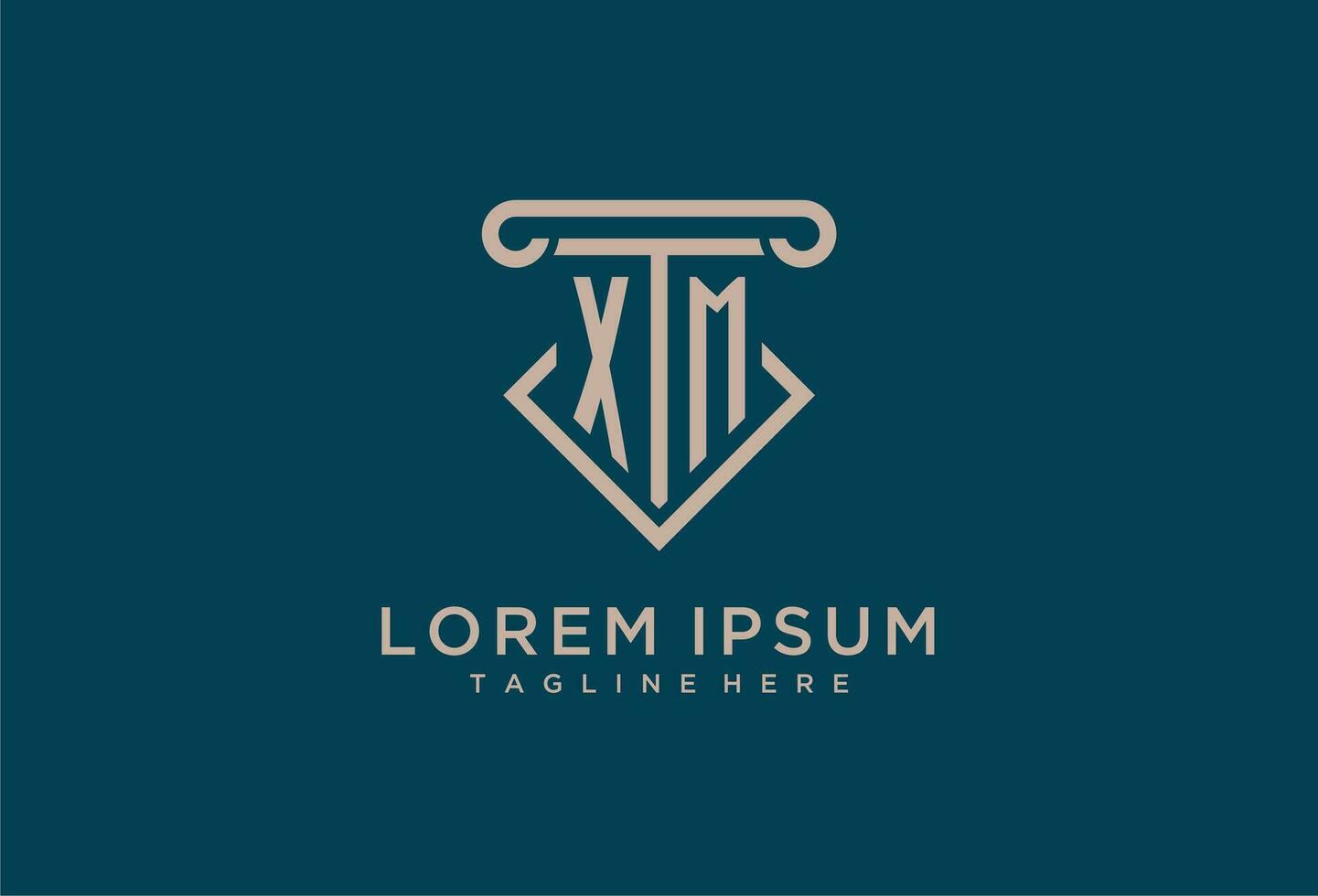 XM initial with pillar icon design, clean and modern attorney, legal firm logo vector