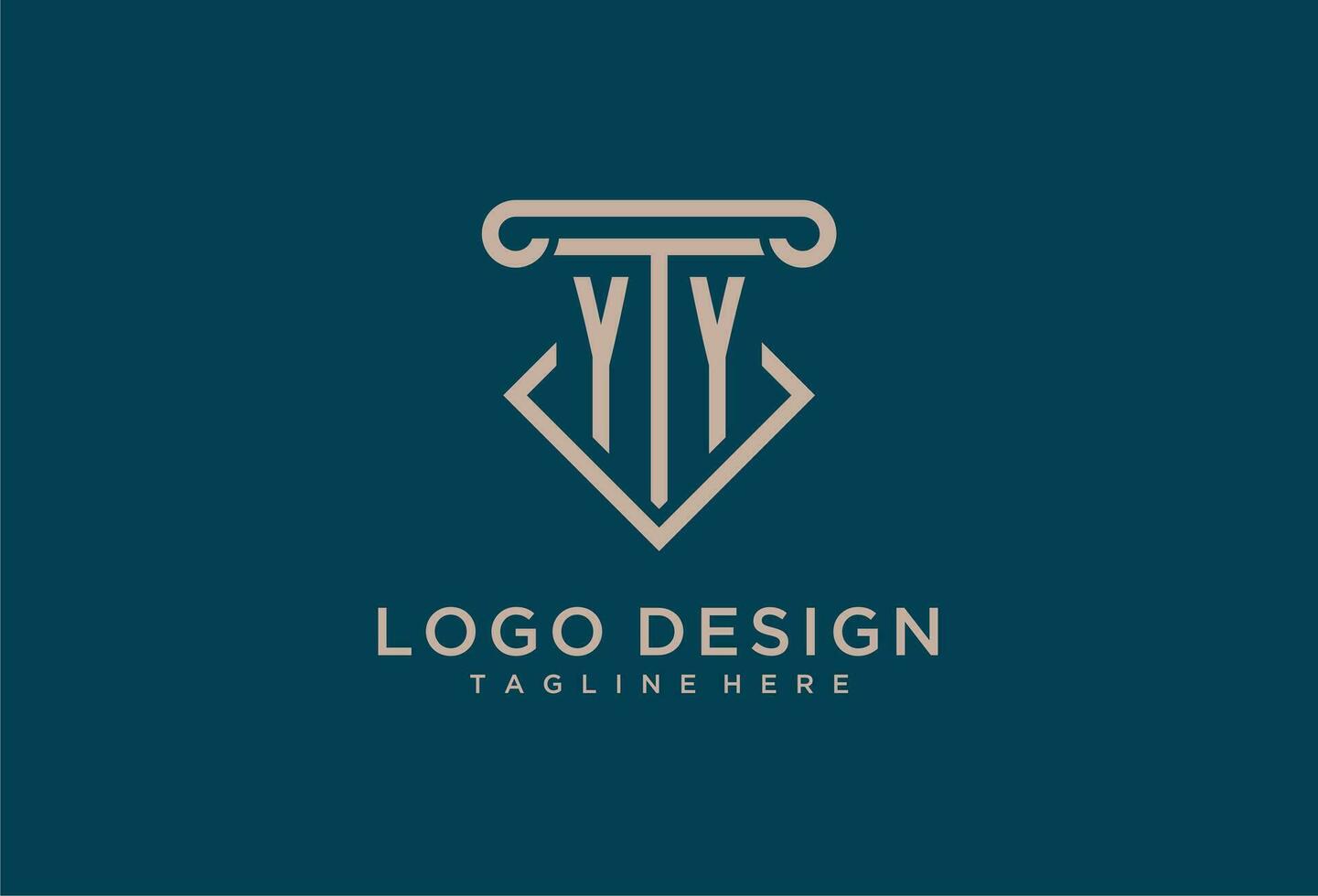 YY initial with pillar icon design, clean and modern attorney, legal firm logo vector