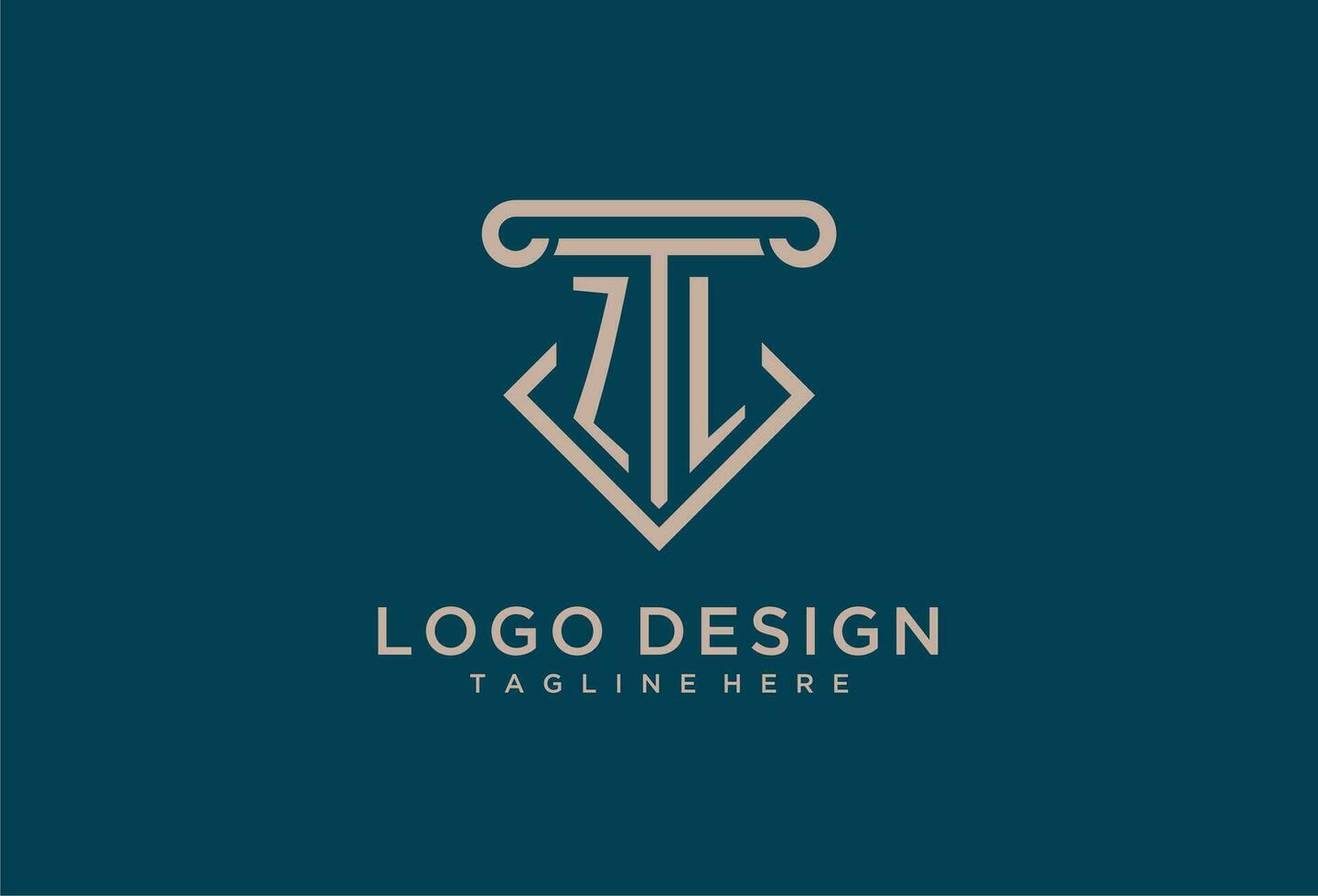 ZL initial with pillar icon design, clean and modern attorney, legal firm logo vector