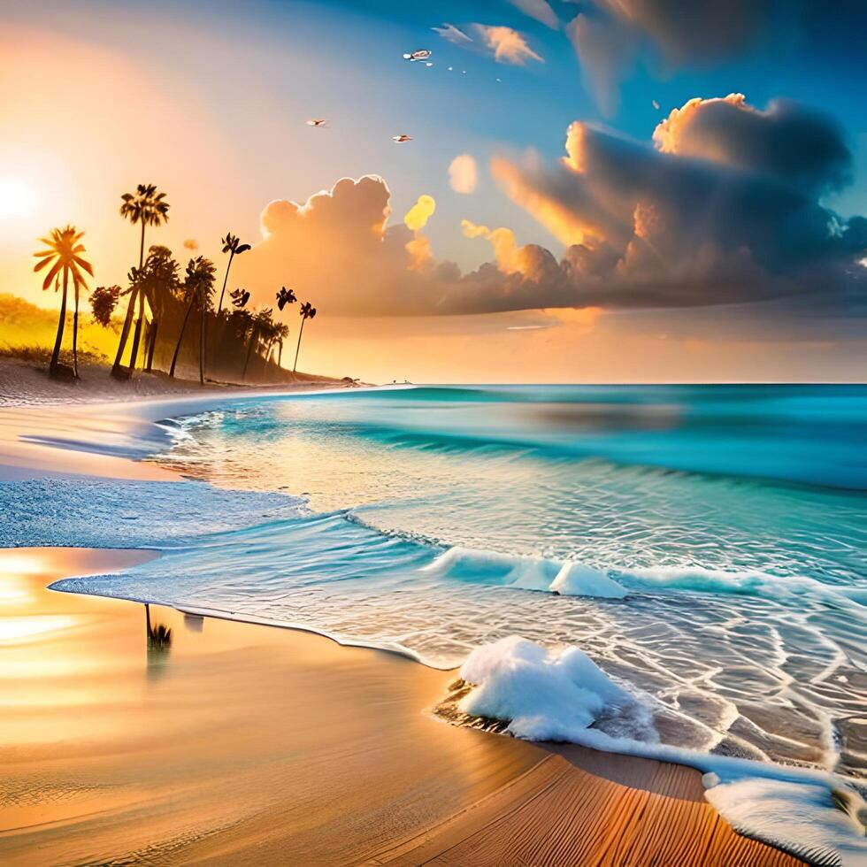 Beach Day With Palm Trees photo