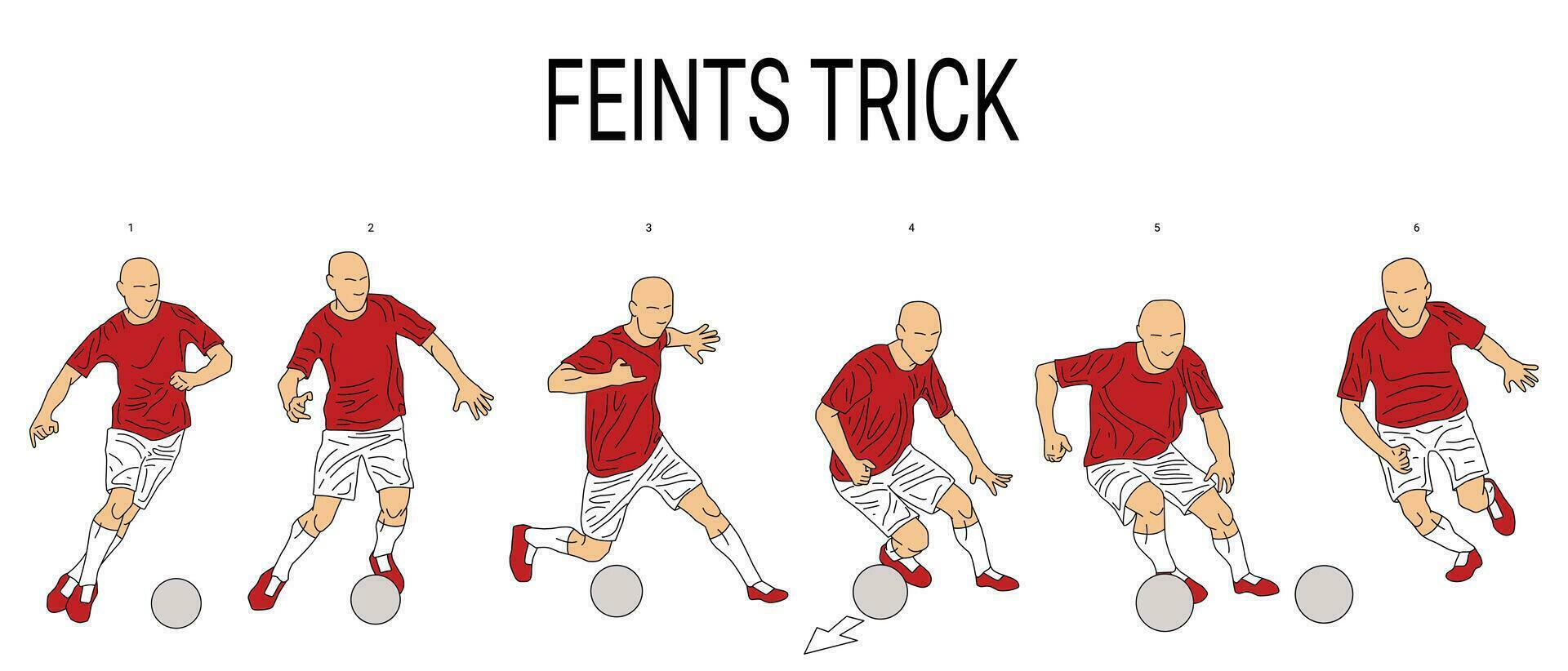 feints trick images for football sports education, suitable for sports books, sports applications, sports manuals and others vector