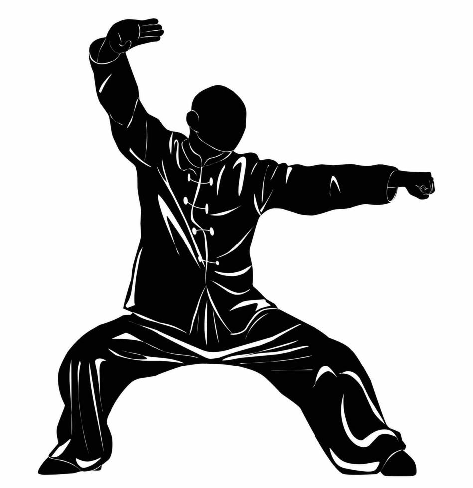 Kungfu movement images for martial arts education, suitable for martial arts manuals, posters, martial arts applications and others vector