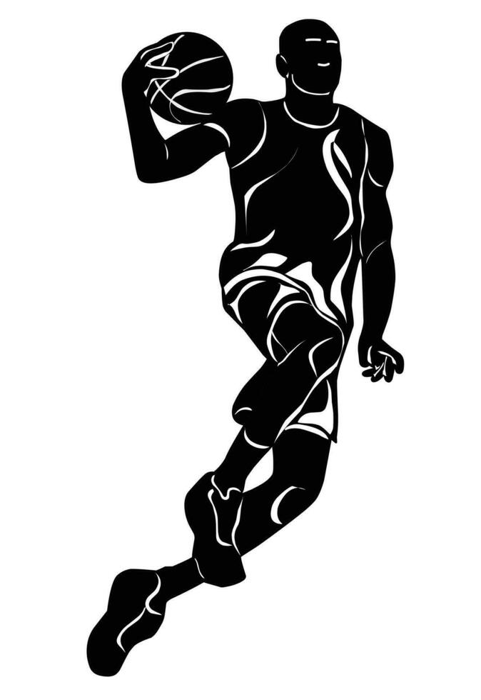 Images of basketball player movements, suitable for posters, logos, clothing designs, and more vector