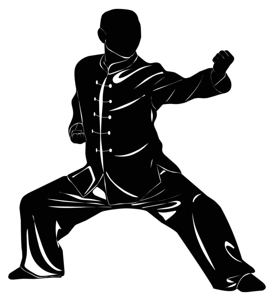 Kungfu movement images for martial arts education, suitable for martial arts manuals, posters, martial arts applications and others vector