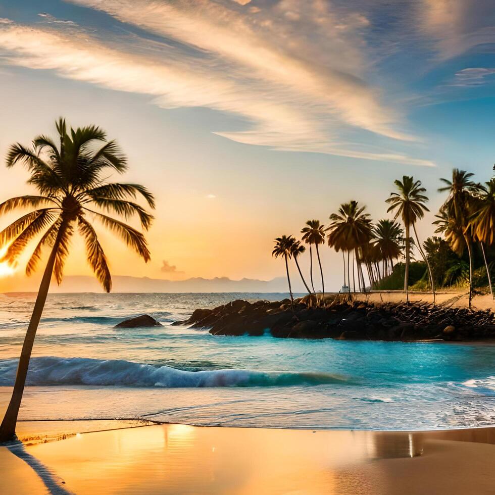 Beach Day With Palm Trees photo