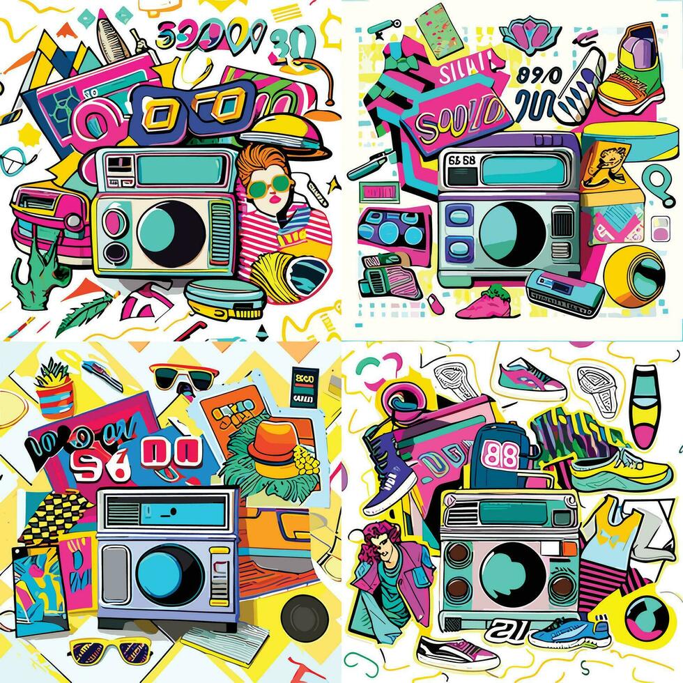 90s Retro Sublimation Clipart vector
