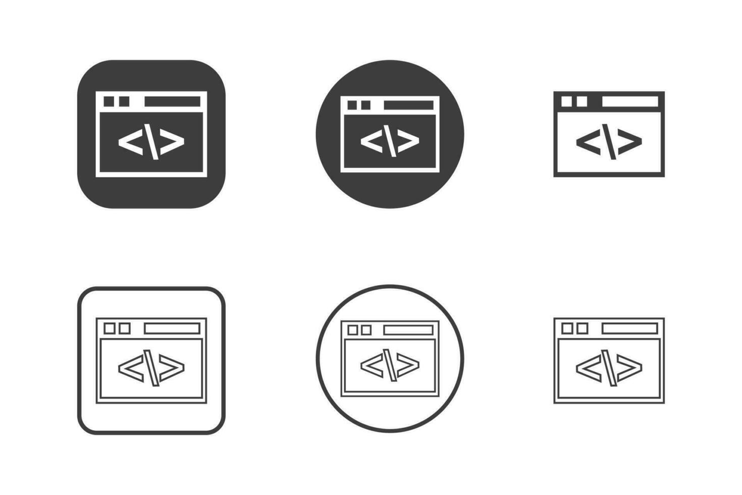 Programming icon design 6 variations. Isolated on white background ...