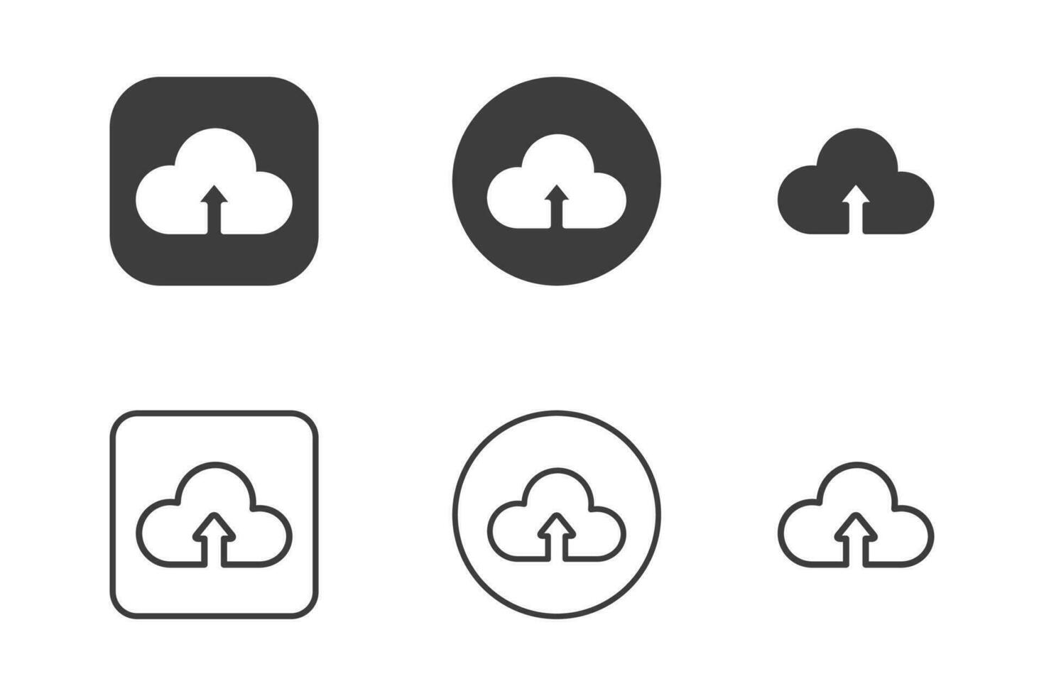 Cloud upload icon design 6 variations. Isolated on white background. vector