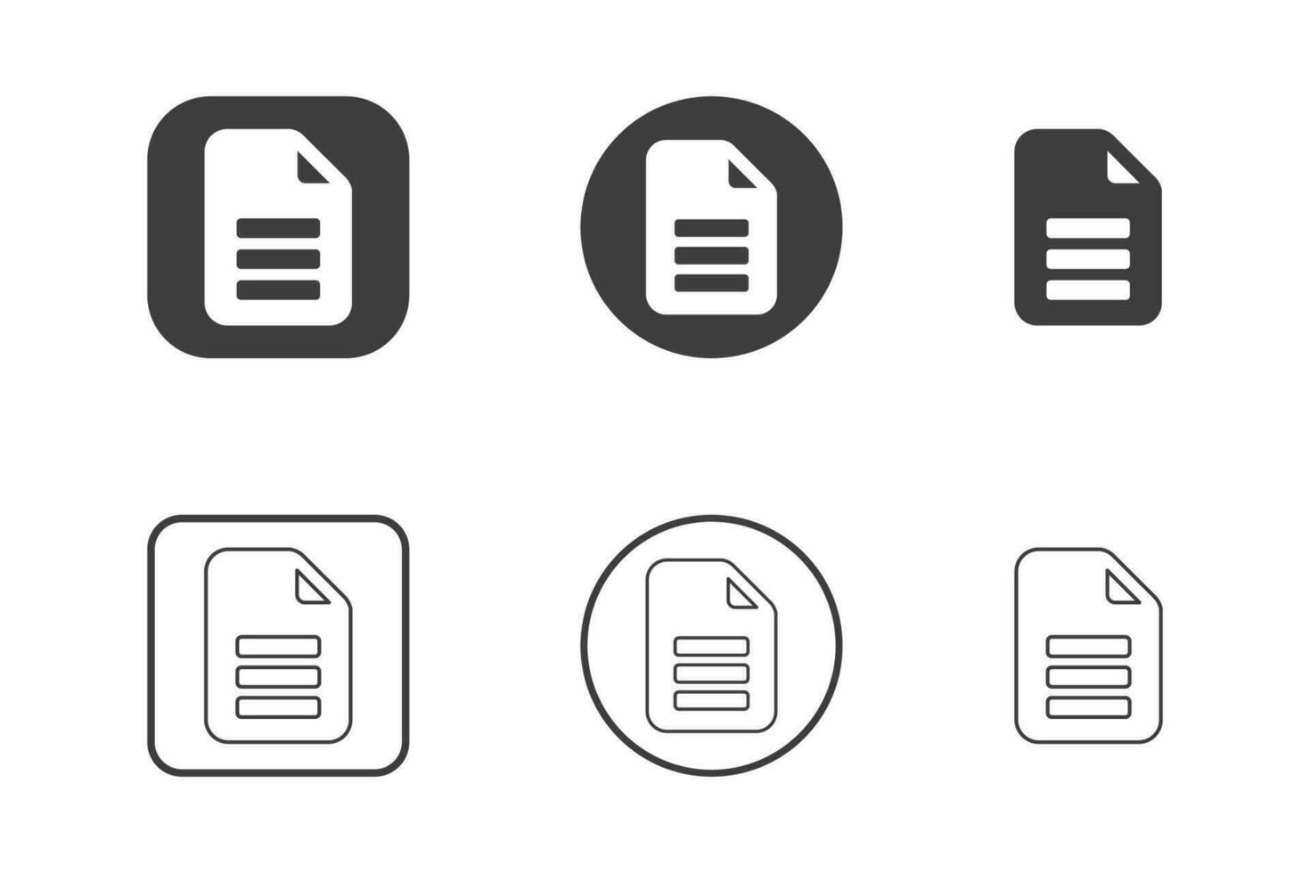 Document icon design 6 variations. Isolated on white background. vector