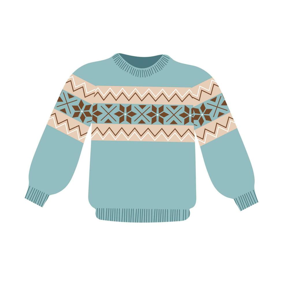Cute knitted sweater. Hand drawn flat cartoon vector isolated illustration.Cozy  pullover, jersey, warm clothes. 25765524 Vector Art at Vecteezy