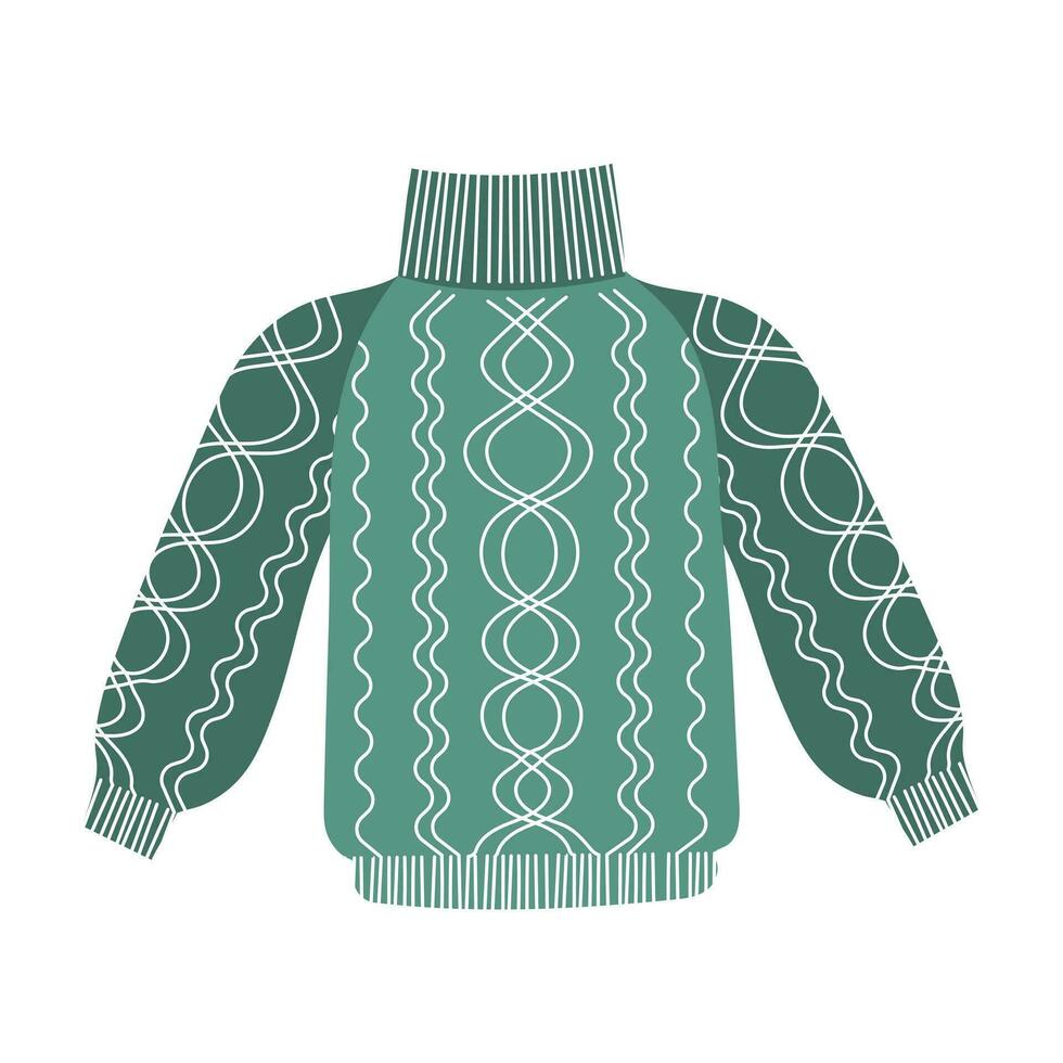 Cute knitted sweater. Hand drawn flat cartoon vector isolated illustration.Cozy pullover, jersey, warm clothes.
