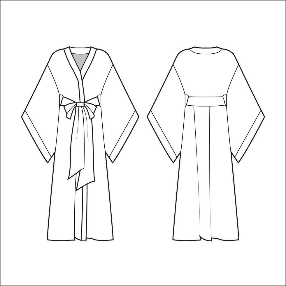 Ladies long night wear vector template