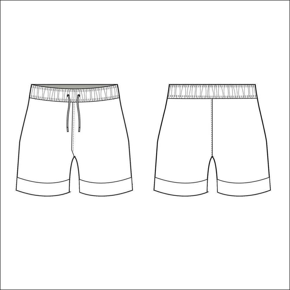 Shorts flat sketch waist elastic band vector