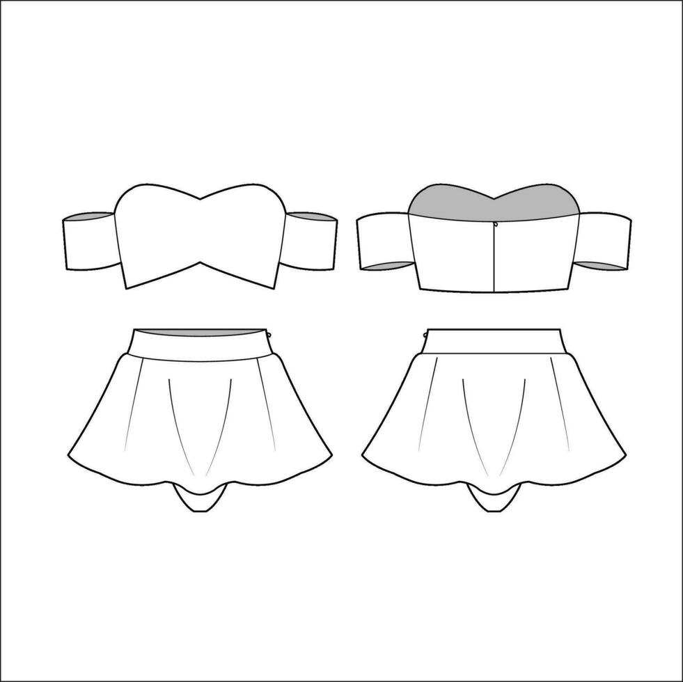 Ladies' swimsuit top and bottom template vector