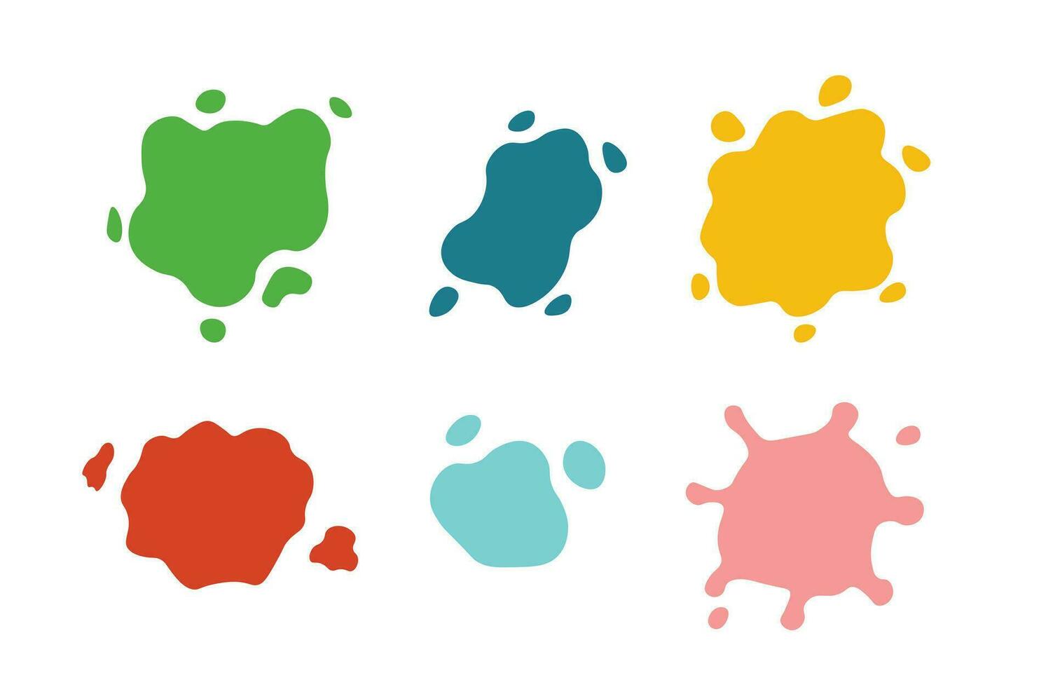 Color splashes set with different shades and shapes. Vector stains drops cartoon style.