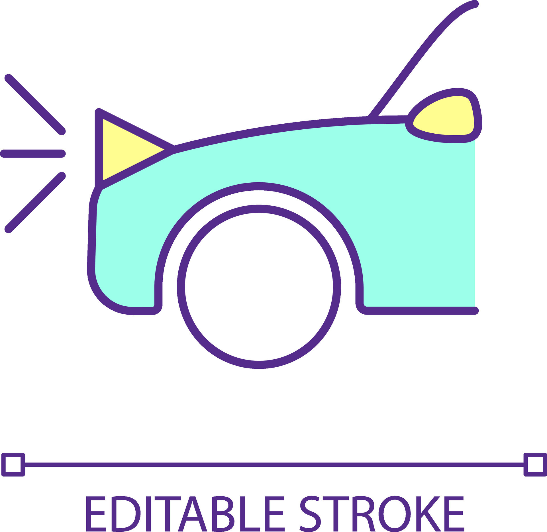 Vehicle headlights RGB color icon. Illuminate road ahead. Front part of
