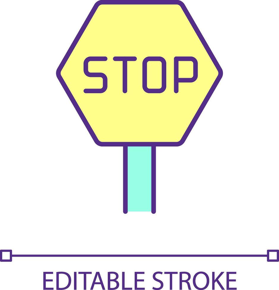 Stop road sign RGB color icon. Driving safety. Regulatory signage for transport. Rules of driving. Isolated vector illustration. Simple filled line drawing. Editable stroke