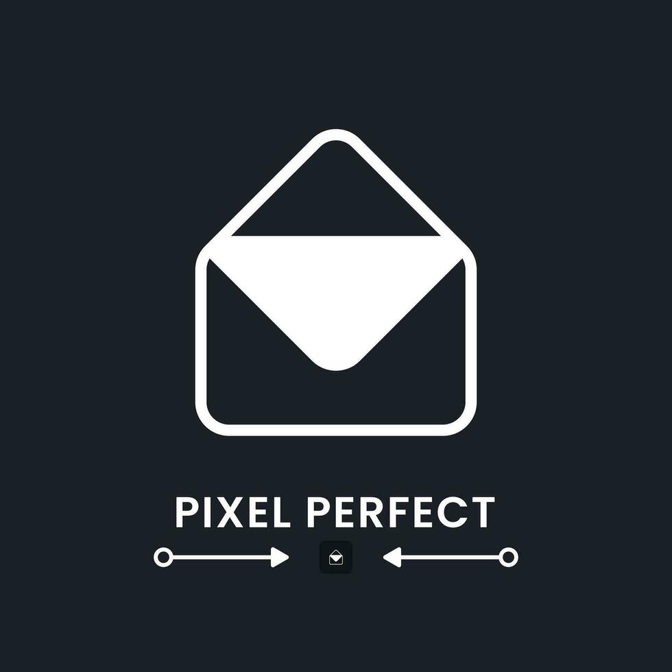 Email white solid desktop icon. Message receiving. Online communication. Digital service. Pixel perfect 128x128, outline 4px. Silhouette symbol for dark mode. Glyph pictogram. Vector isolated image