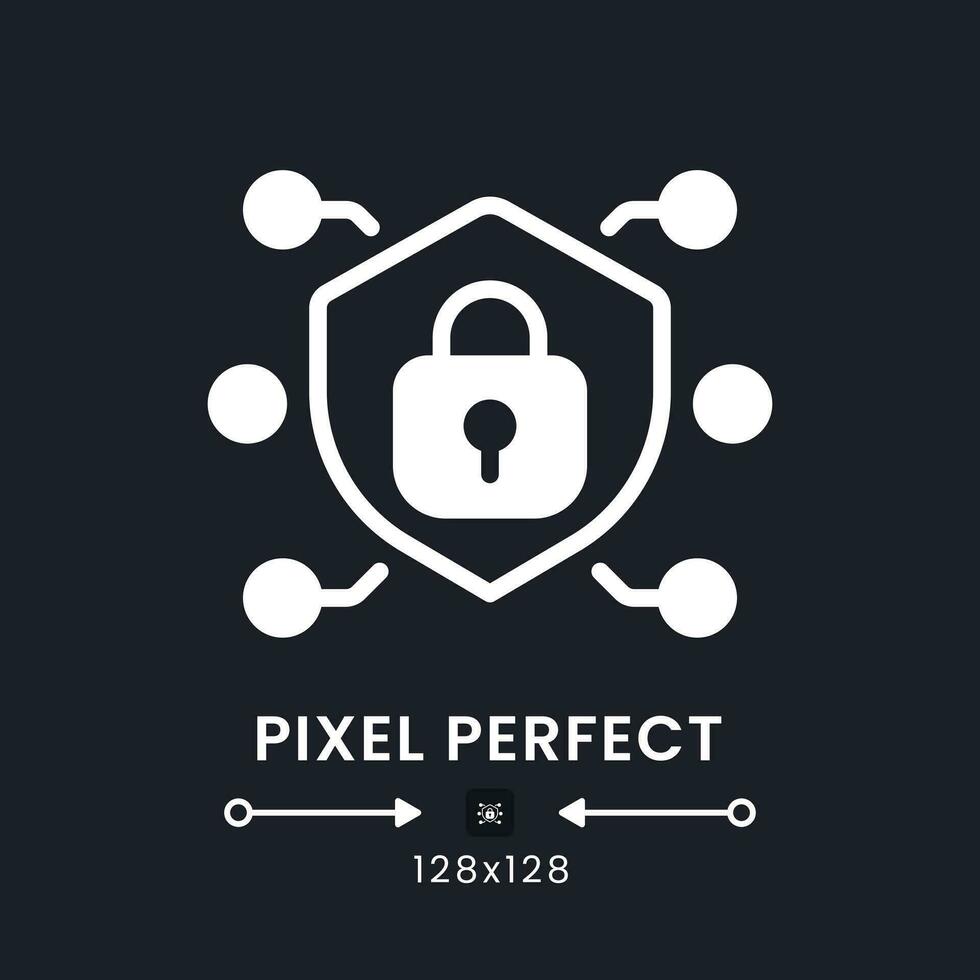 Network security white solid desktop icon. Personal data safety. System protection. Pixel perfect 128x128, outline 4px. Silhouette symbol for dark mode. Glyph pictogram. Vector isolated image